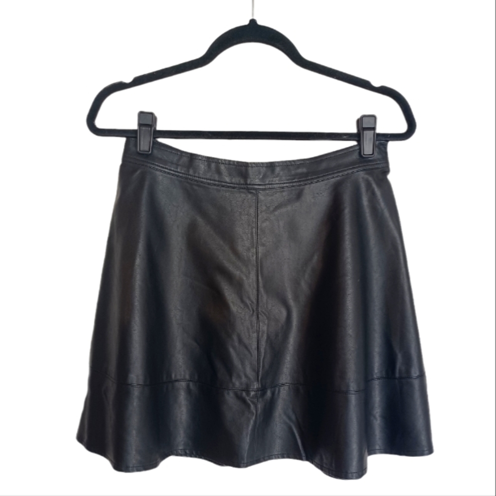 ANGL Faux Leather Black A Line Fit & Flare Mini Skirt Medium